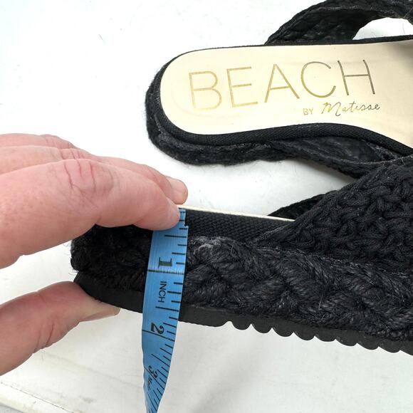 Beach By Matisse Kalani Natural Raffia Flatform Sandals Black Slip-On Size 9 - Picture 11 of 12